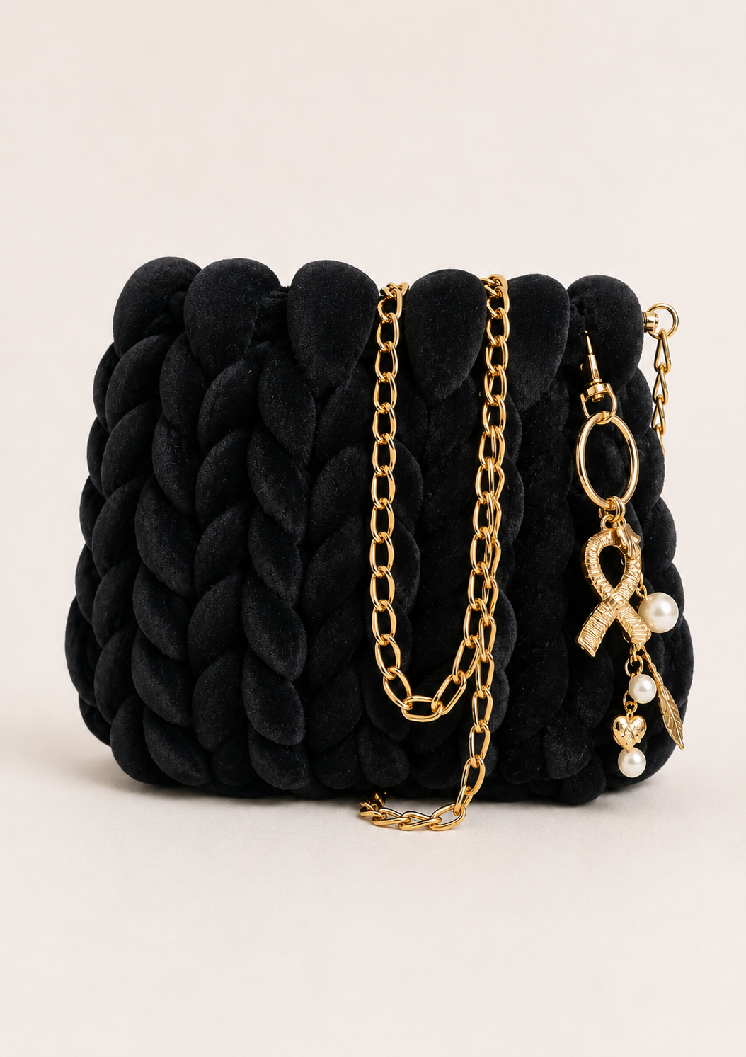 Midnight Luxe Plush Chain Bag